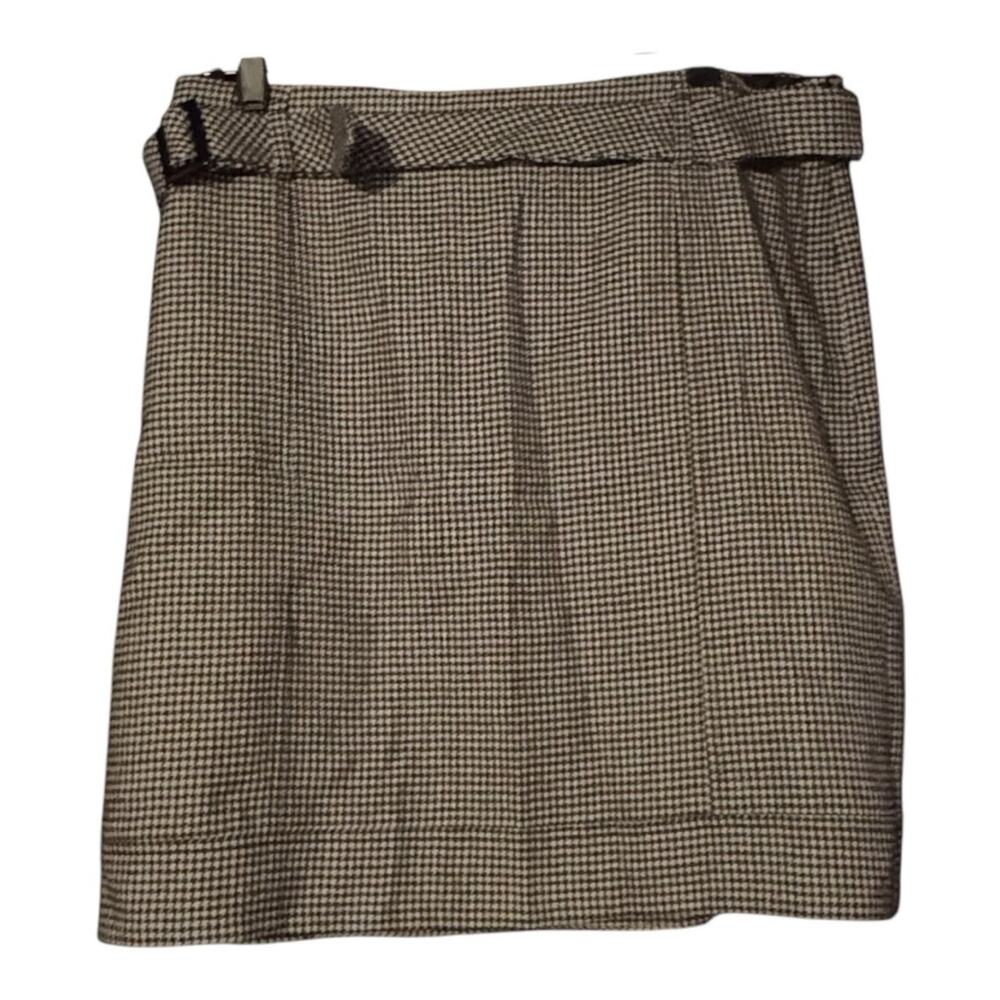 Talbots PETITES Classic Houndstooth black and white Skirt size 16 belted